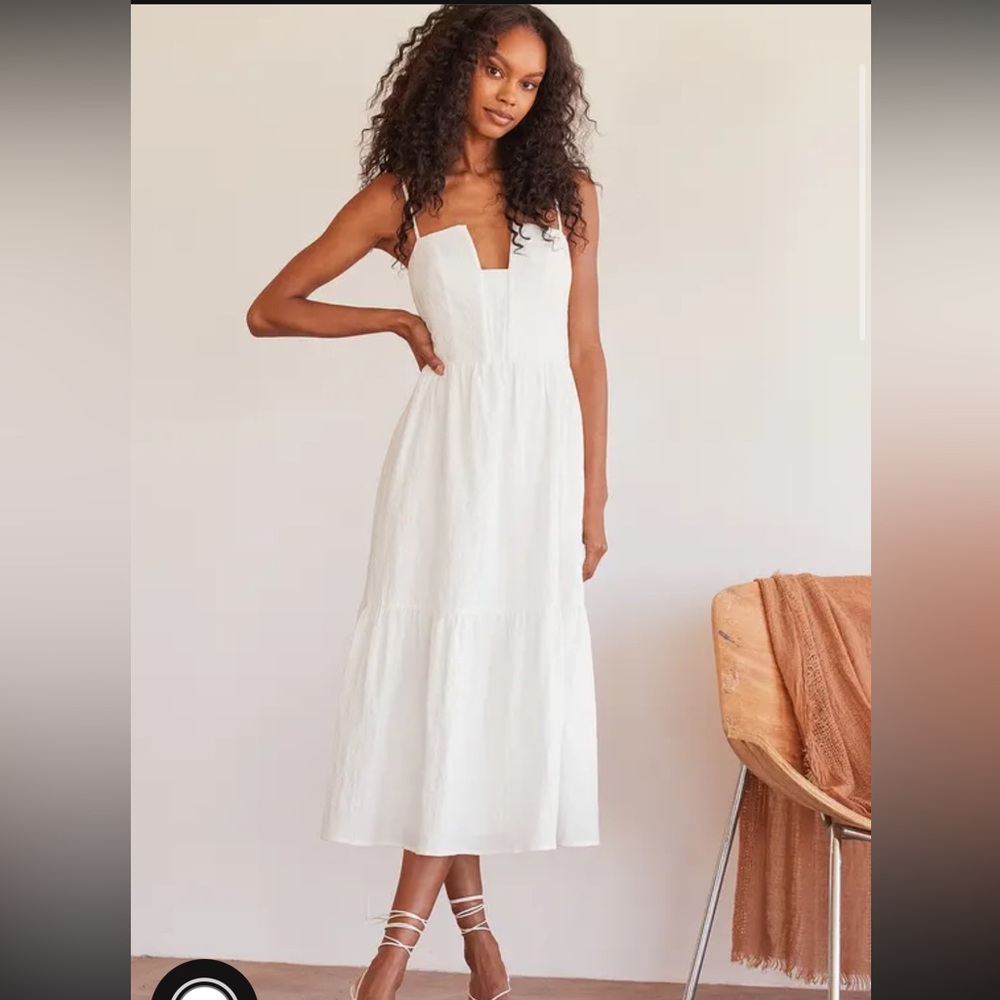 Lulus- Simplicity and Sweetness White Sleeveless Tiered Midi Dress